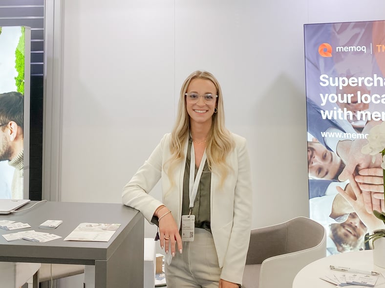 Rachel Prohazka on our stand at MedtecLIVE 2023