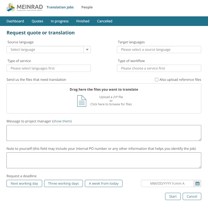Machine Translation Self-Service Portal MEINRAD